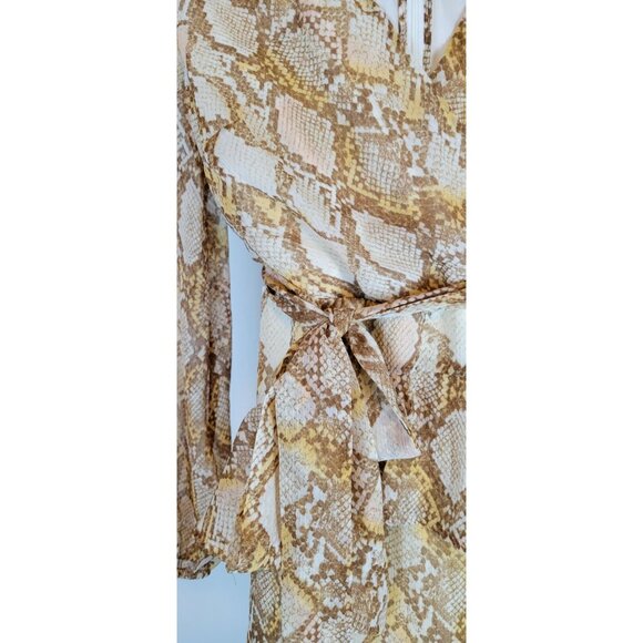 Leith Dress Womems Sz Medium V Neck Ruffles Animal Print Long Sleeve - Picture 3 of 11